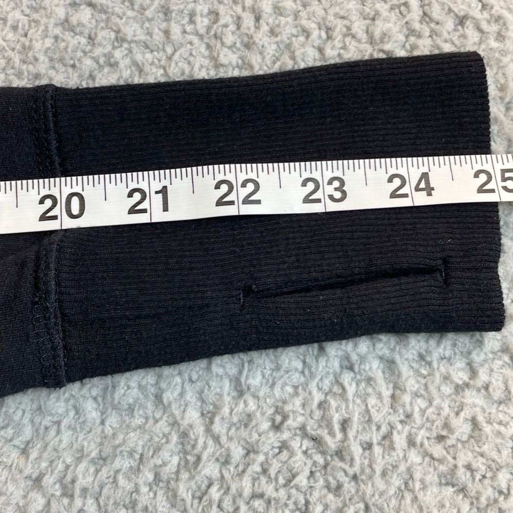 Athleta Pranayama Wrap Cardigan Small Black Thumb Hole Heavy Modal Blend Pockets - Picture 9 of 13